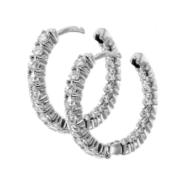 2.15 CT Inside/Outside Diamond Hoops in 14k White/Yellow Gold